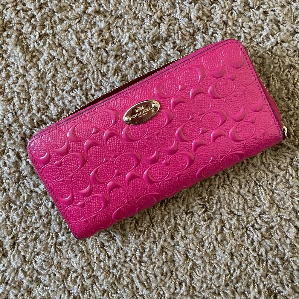 Coach Debossed Accordion Wallet in Ruby Pink